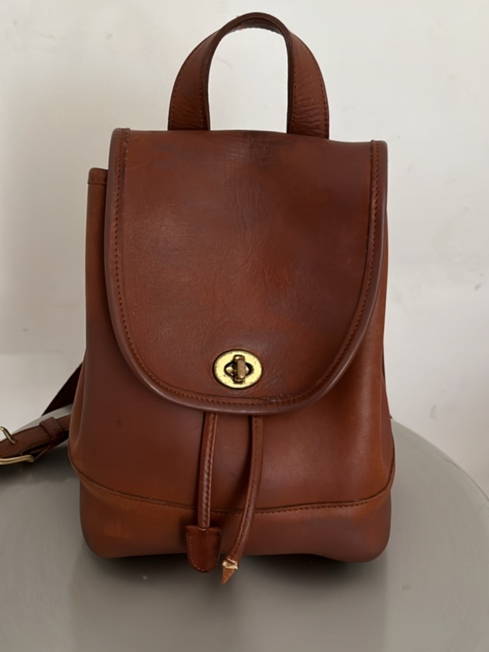 Vintage Coach 9960 Brown Glove Leather Backpack Turnlock USA